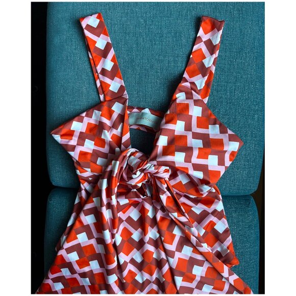 Silvia Tcherassi "Canobbio" Deep-V One Piece Swimsuit | Sz S | Geometric Rouge - Picture 6 of 7